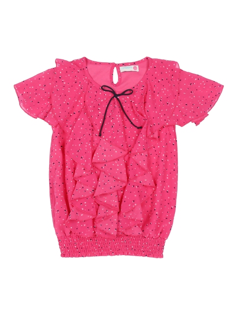 

Pantaloons Junior Girls Pink Printed Blouson Top