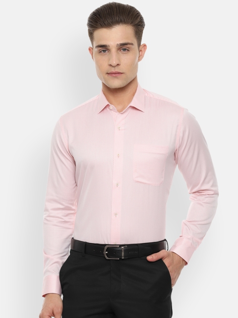 

Van Heusen Men Peach-Coloured Slim Fit Self Design Formal Shirt