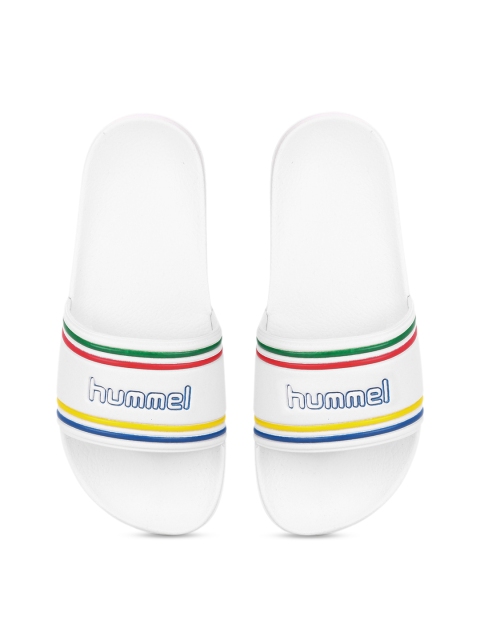 

hummel Unisex White & Blue Striped Sliders