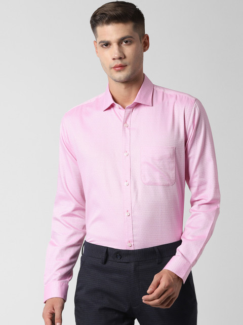 

Peter England Men Pink Self Design Regular Fit Formal Shirt