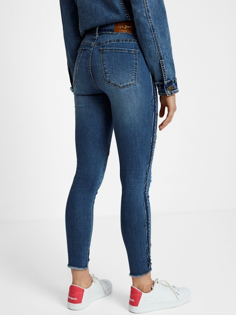 Desigual Women Blue Skinny Fit Low-Rise Clean Look Stretchable Jeans