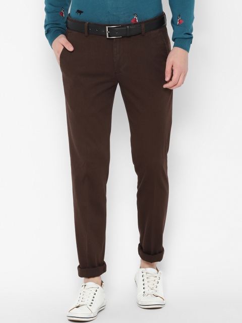 

SIMON CARTER LONDON Men Brown Slim Fit Solid Regular Trousers