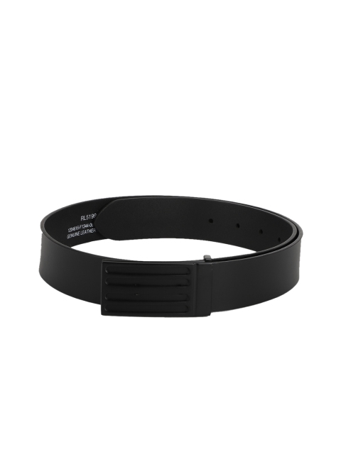 

Peter England Men Black Solid Leather Belt