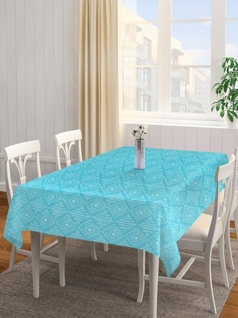

NEUDIS Blue & White Geometric Printed Jacquard Cotton Rectangle 6 Seater Table Cover
