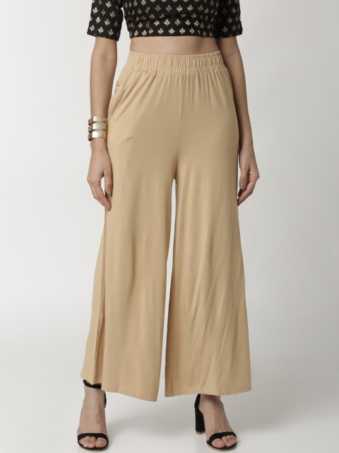 

De Moza Women Beige Solid Wide Leg Palazzos