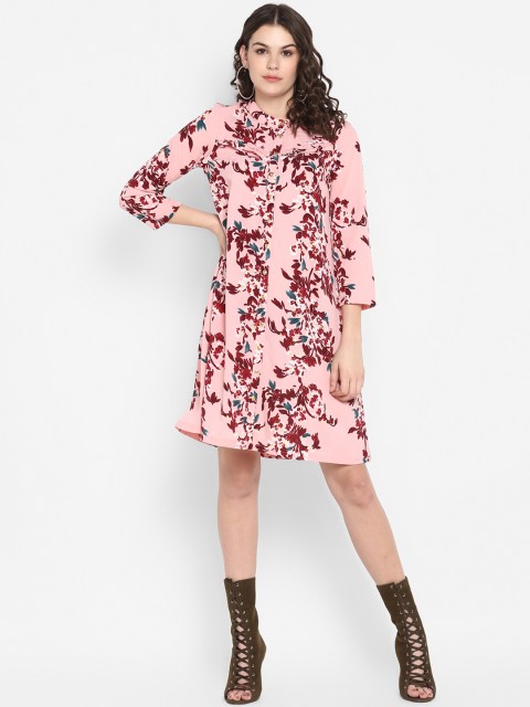 

The Vanca Women Pink Floral Print A-Line Dress