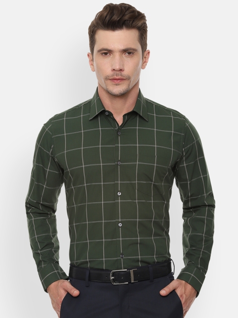 

Van Heusen Men Green Slim Fit Checked Formal Shirt