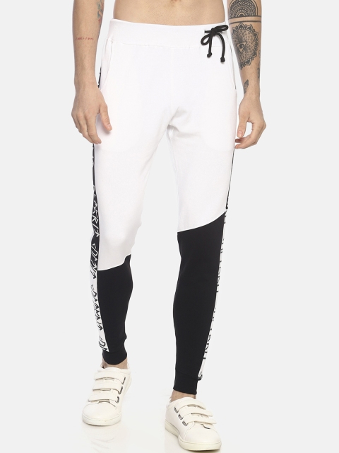 

KULTPRIT Men White & Black Colourblocked Pure Cotton Slim Fit Joggers