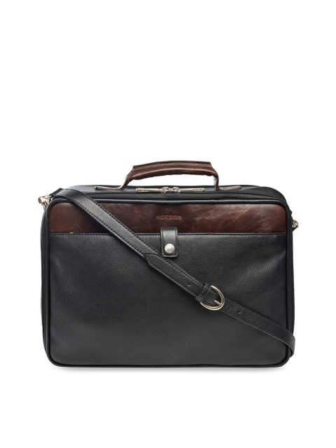 

Hidesign Men Black Solid Leather Messenger Bag