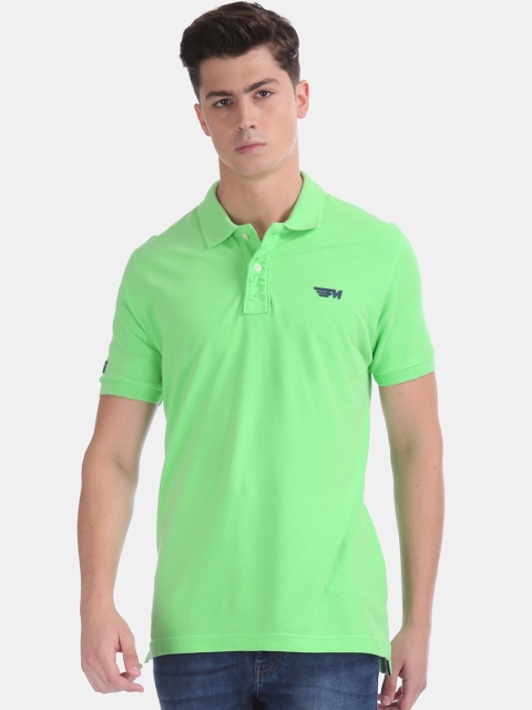

Flying Machine Men Green Solid Polo Collar T-shirt
