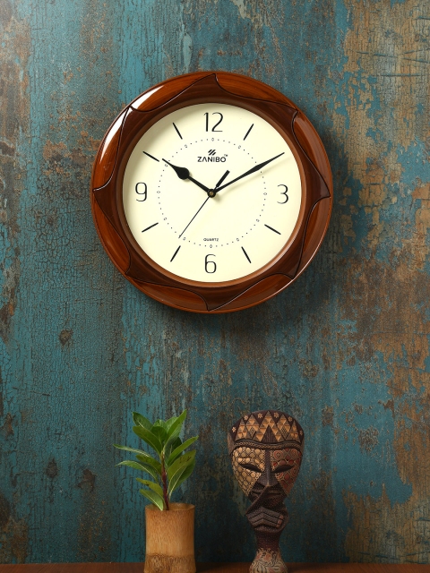 

ZANIBO Cream-Coloured Round Solid 30.5 cm Analogue Wall Clock