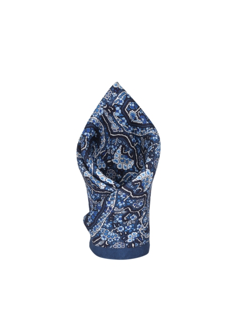 

Alvaro Castagnino Men Teal Bue & Black Printed Silk Pocket Square