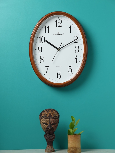 

ZANIBO White Oval Solid 32 cm Analogue Wall Clock