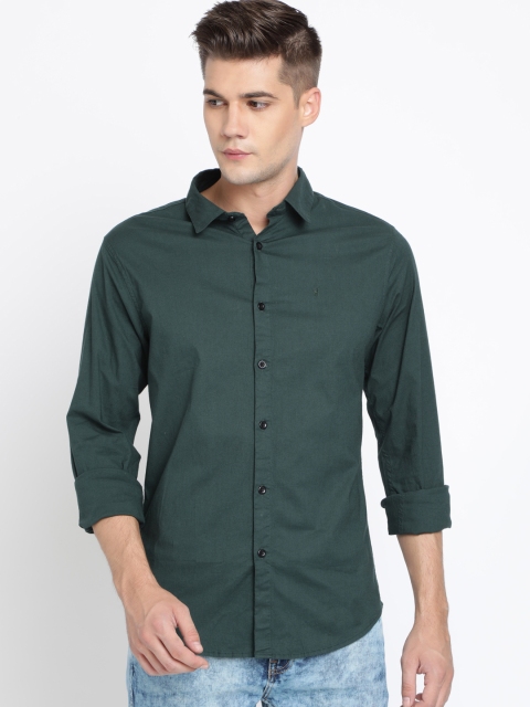 

TED HARBOR Men Green Slim Fit Solid Casual Shirt