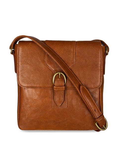 

Hidesign Men Tan Brown Textured Leather Messenger Bag