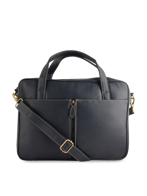 

Kara Men Navy Blue Solid Leather Laptop Bag