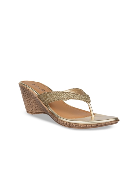 

SOLES Women Gold-Toned Solid Heels