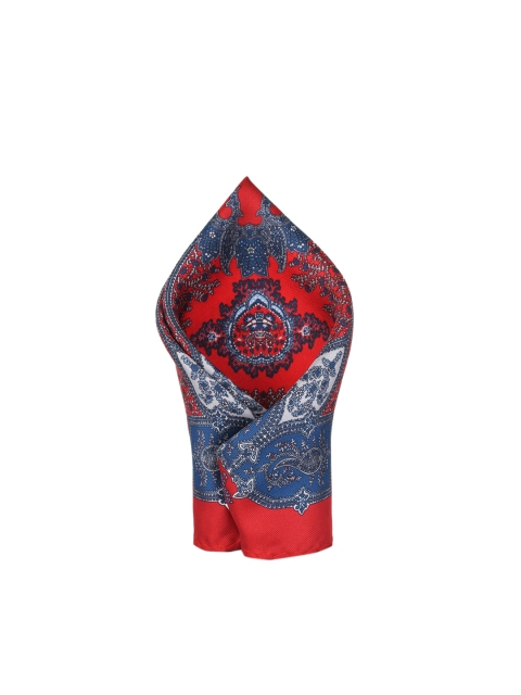 

Alvaro Castagnino Men Red & Navy Blue Printed Silk Pocket Square