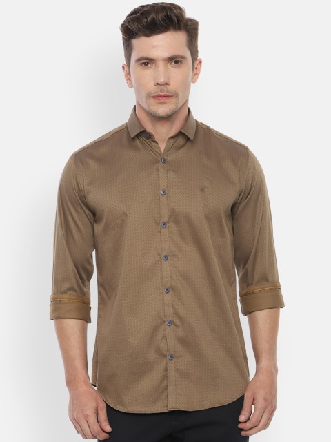 

V Dot Men Brown & Navy Blue Slim Fit Printed Casual Shirt