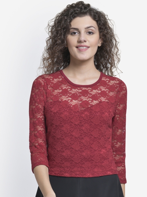 

Martini Women Maroon Self Design Top
