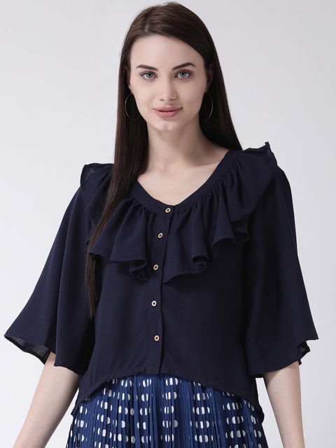 

Leo Sansini Women Navy Blue Solid Top