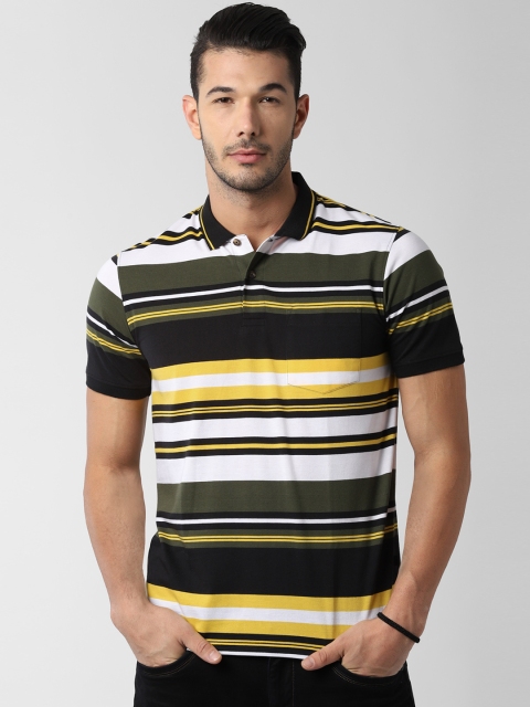 

Peter England Casuals Men Multicoloured Striped Polo Collar T-shirt, Multi