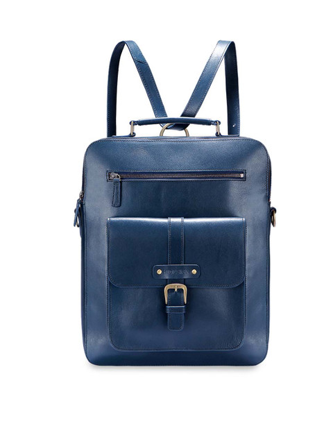 

Hidesign Men Blue Solid Leather Backpack