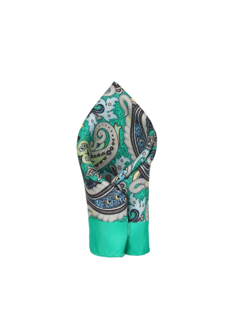 

Alvaro Castagnino Men Green & Grey Printed Silk Pocket Square