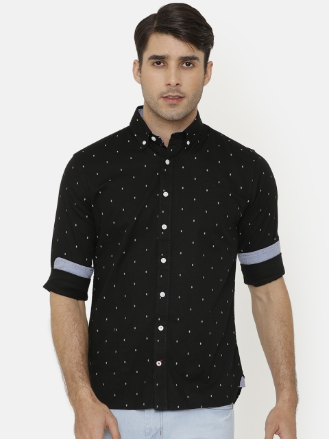 

Bar Harbour Men Black & White Slim Fit Printed Casual Shirt