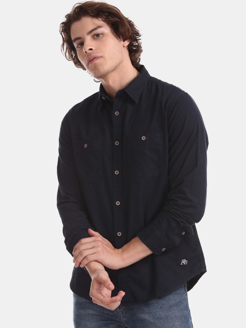 

Aeropostale Men Blue Regular Fit Solid Casual Shirt