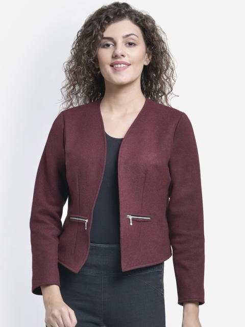 

Martini Women Maroon Solid Jacket