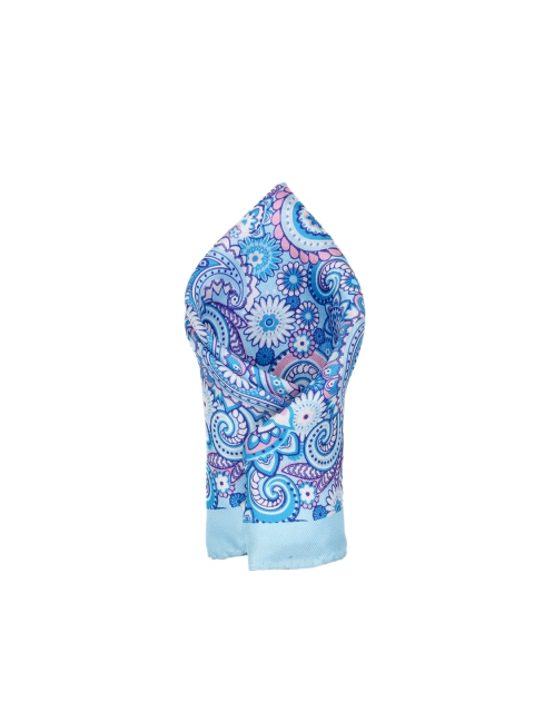

Alvaro Castagnino Men Blue & Pink Printed Silk Pocket Square