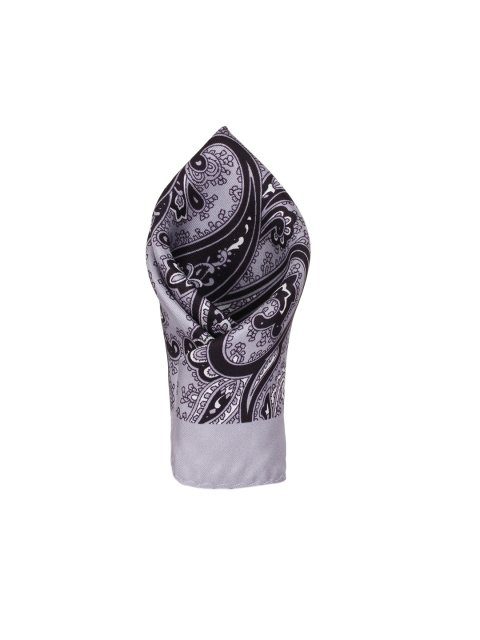 

Alvaro Castagnino Men Grey & Black Paisley Printed Silk Pocket Square