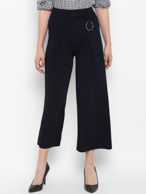 

TRENDY DIVVA Women Navy Blue Solid Wide Leg Palazzos
