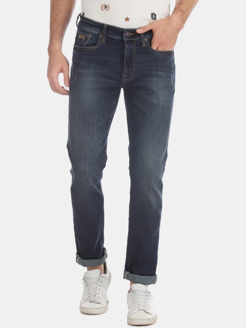 

Aeropostale Men Navy Blue Straight Fit Mid-Rise Clean Look Stretchable Jeans