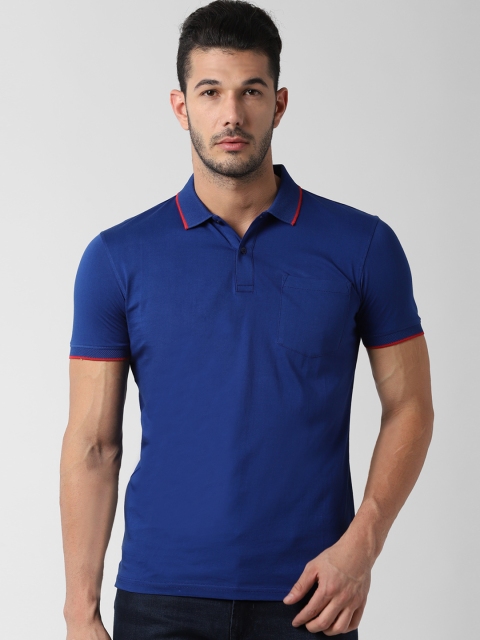 

Peter England Casuals Men Navy Blue Solid Polo Collar T-shirt