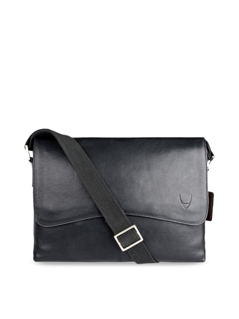 

Hidesign Men Black Solid Leather Messenger Bag
