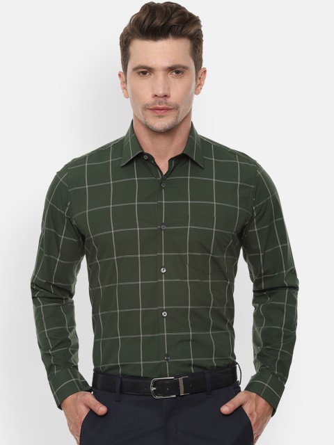

Van Heusen Men Green Slim Fit Checked Formal Shirt