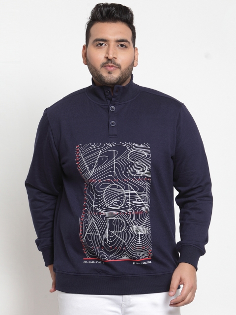

plusS Men Navy Blue Printed Sweatshirt