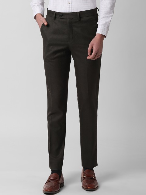 

Peter England Men Brown Slim Fit Self Design Formal Trousers