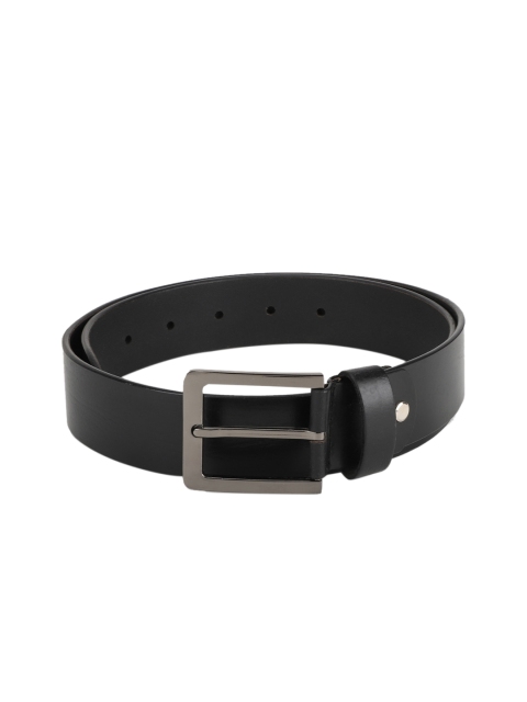 

Peter England Men Black Solid Leather Belt