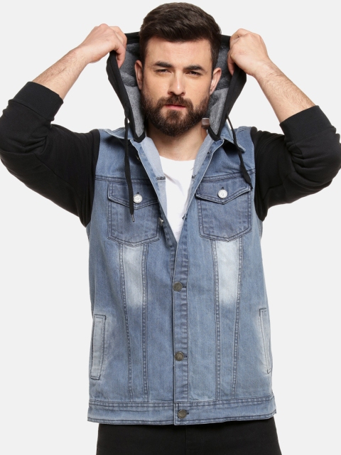 

Campus Sutra Men Blue Solid Denim Jacket