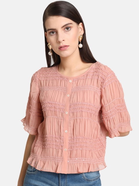 

Kazo Women Peach-Coloured Solid Top