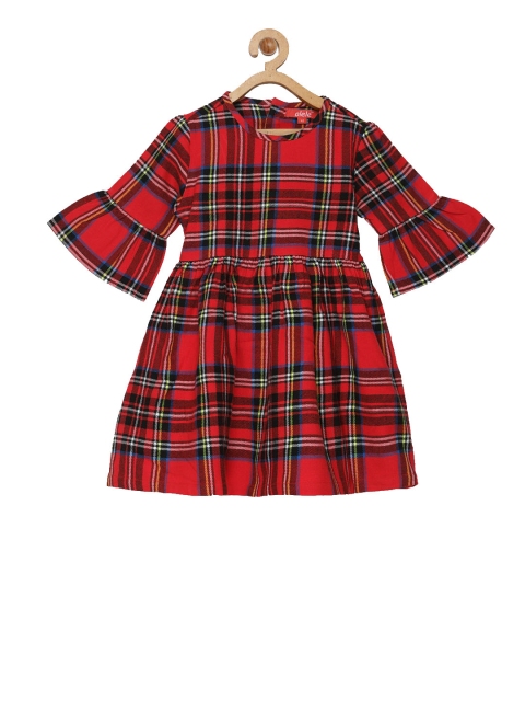 

Olele Girls Red & Black Checked Fit and Flare Dress