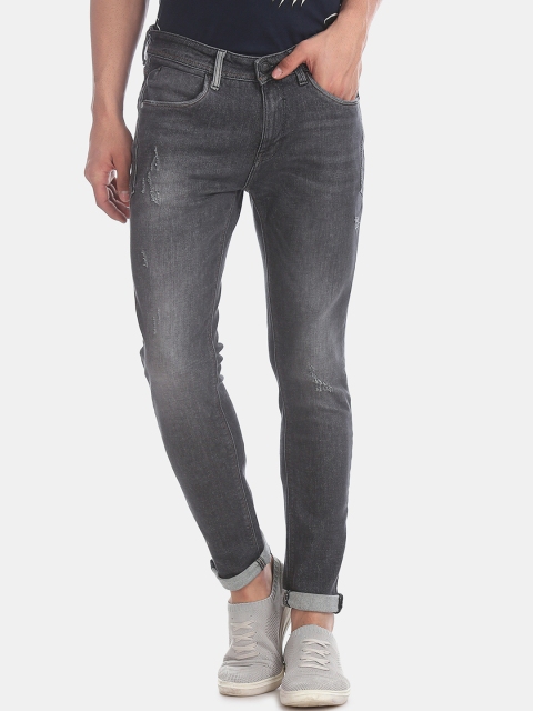 

Ed Hardy Men Grey Slim Fit Mid-Rise Low Distress Jeans