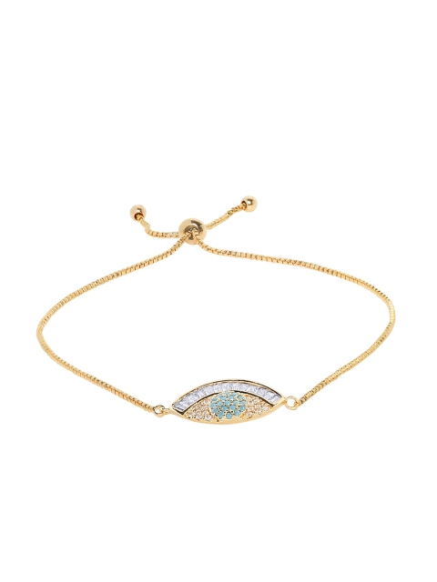 

Moon Dust Gold-Plated Embellished Evil Eye & Hamsa Design Charm Bracelet