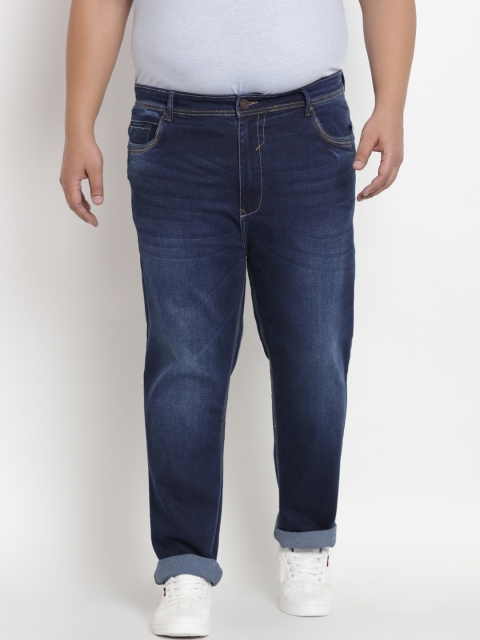 

John Pride Plus Size Men Blue Regular Fit Mid-Rise Clean Look Stretchable Jeans