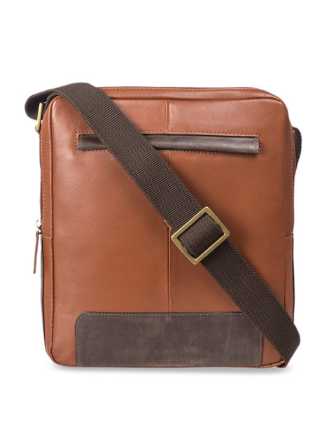 

Hidesign Men Tan Brown Solid Leather Messenger Bag