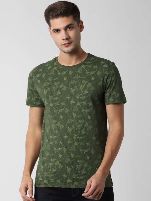 

Peter England Casuals Olive Green Printed Round Neck T-shirt