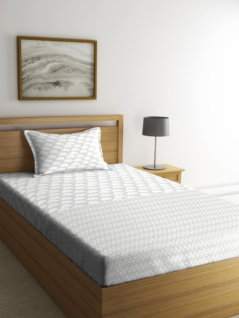 

Portico New York Grey & White 144 TC Cotton 1 Single Bedsheet with 1 Pillow Cover